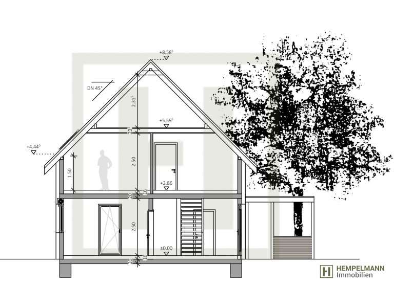 Schnitt Neubau Einfamilienhaus Lage Hempelmann Immobilien